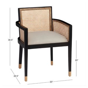 Refined Midcentury Modern Cane Back Wood Dining <b>Chair</b> Polyester Upholstery Home Apartment <b>Restaurant</b> Hotel Interior Project Use - Product Image 5