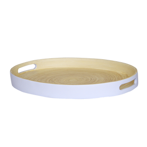 Plato de cena de bambú blanco minimalista básico de gran oferta con asas, utensilios de cocina para fiestas, sostenible y ecológico - Product Image 6