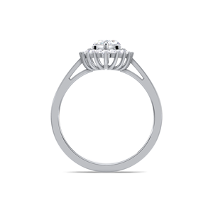 Anillo de compromiso con halo de diamantes de corte marquesa de 1.32 quilates en oro amarillo, blanco y rosa de 14 quilates - Product Image 4