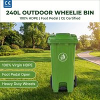 Poubelle intelligente 240L en plastique écologique avec étiquette RFID, bac à déchets extérieur robuste à roulettes avec couvercles et frein de roue