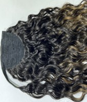 Extensions de cheveux humains bouclés ondulés profonds ombrés blonds, 100 % cheveux bruts, provenant d'un seul donneur, à enrouler autour de la queue de cheval, pour femmes - Vente chaude