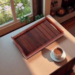 Plateau de service en bois pour organiser les cadeaux, couleur noyer, pour table à manger, plateau pour le petit-déjeuner, plateau de service pour le café, plateau de service pour les desserts, disponible - Product Image 6