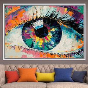 Modern Eye Canvas Art: Vibrant Pop Art Print for Contemporary Decor,WHITE <b>FRAMED</b> CANVAS - Product Image 1