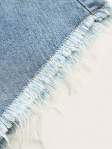 Women's Shorts Tasseled Denim Shorts Punk Style Cross Embroidery Raw Hem High Waist Jean Vintage Casual Summer Streetwear - Product Image 4