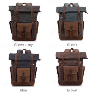 Leather Canvas Luxury Retro Vintage Large Capacity Lightweight Travel School <b>Laptop</b> <b>Backpack</b> LCBP-0195 - Product Image 4