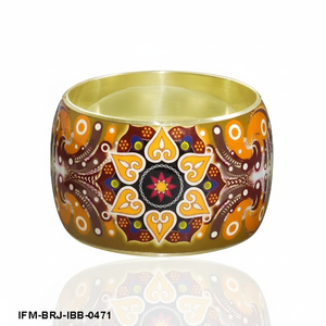 Brazalete de Latón Hecho a Mano con Patrón de Esmalte Ornamentado, Brazalete Boho Ancho, Joyería para Mujer, Regalo para Ella - Product Image 2