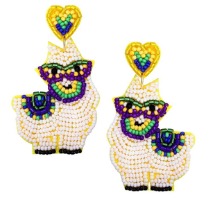 Elegante artesanía con cuentas bordado Mardi Gras pendientes joyería elegante Premium lindo y de moda - Product Image 1