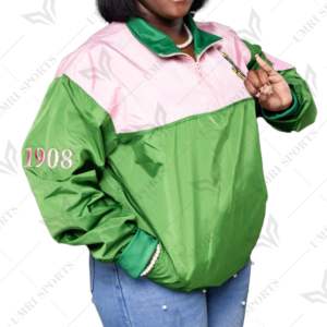 Logotipo bordado de ropa griega cortavientos con media cremallera AKA personalizado para Sorority & Fantarnity Premium Nylon Construction - Product Image 2