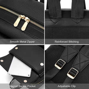 Fashionable Genuine <b>Leather</b> <b>Backpack</b> with Zipper Closure Special Student Design in <b>Black</b> Laptop Bag - Product Image 5
