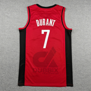 Venta al por Mayor de Ropa para Hombre Nueva Colección 2025 # Camiseta de Baloncesto de Kevin Durant de los Houston, Número 7, Roja, Bordada, Estilo Swingman - Product Image 4