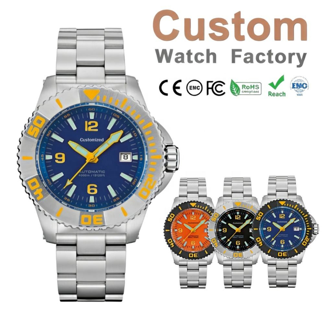 High-quality Diving Watch 300M Waterproof Stainless Steel Swiss SW200-1 Movement automatic Calendar Custom Logo OEM ODM Watch