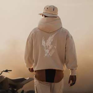 เสื้อฮู้ดผู้ชายขนาดใหญ่โอเวอร์ไซส์500Gsm frenchterry ผ้าฝ้ายซักกรดแบบสวมหัวโลโก้ที่กำหนดเอง - Product Image 4