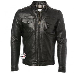 Meilleure qualité vestes en cuir PU hommes col montant veste à glissière toutes les couleurs tailles saison d'hiver personnalisable flambant neuf en gros - Product Image 5