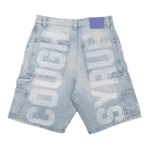 Pantalones Cortos Vaqueros de Mezclilla para Hombre, Estilo Urbano, Cintura Elástica, Corte Holgado, 100% Algodón, con Pedrería Sólida Personalizada - Product Image 6