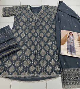 Prêt à l'emploi Faux tissu Georgette motif à manches longues Style islamique Dubai fête spéciale magnifique couleur Salwar costume avec Dupatta - Product Image 5