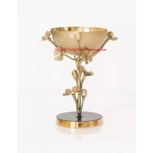 Quemador de metal chapado en oro de diseño clásico con soporte de rama floral intrincado quemador de incienso con acabado de latón antiguo hecho a mano - Product Image 1