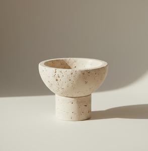 Bol décoratif en pierre de travertin naturel, vente chaude, avec pieds en bois massif pour la décoration de table centrale, style moderne et luxueux pour la décoration de la maison - Product Image 6