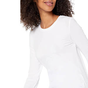 T-shirts décontractés pour femmes en polyester/coton tricoté, coupe ajustée, haute qualité, manches longues, col rond, teint uni, compressés, marque privée - Product Image 6