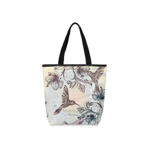 Sac à bandoulière en toile teintée imprimée écologique avec longue poignée en ruban adhésif à prix abordable avec poche intérieure - Product Image 1