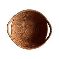 Panier de rangement en rotin fait main personnalisable avec logo, fabrication vietnamienne, lot de 5, en bambou et osier, idéal pour la cuisine et les aliments.