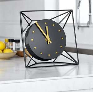 Reloj de mesa de Metal geométrico de latón AK, marco cuadrado en acabado negro, calidad Premium para acentos de decoración de mesa - Product Image 1