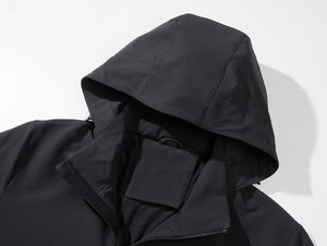 2024 personnalisé OEM hommes High Street Style veste de sport coupe-vent Softshell matelassé hiver polaire avec capuche toile tissu - Product Image 4