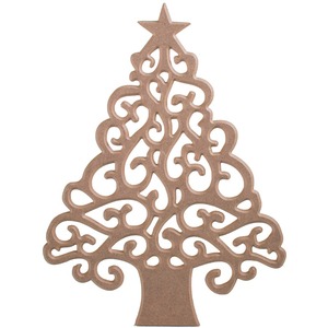 Decoración festiva de árbol de Navidad MDF marrón natural perforado de madera artesanal para hogares abrazar la elegancia natural durante las vacaciones - Product Image 1