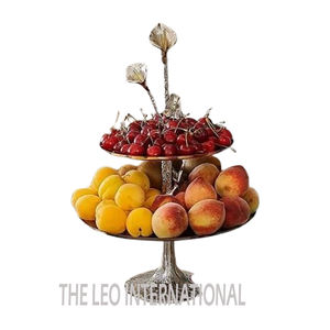 Diseño de forma irregular chapado en oro 2 niveles Aluminio Metal Boda Fiesta Cumpleaños Otra ocasión Soporte para pastel - Product Image 4