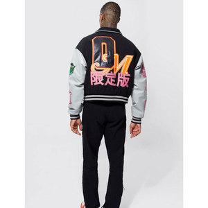 Chaqueta universitaria de béisbol Vintage para hombre 2024, nuevas tendencias, Bordado de lana 100%, Letterman, cuello levantado, estilo de calle alta para invierno - Product Image 2