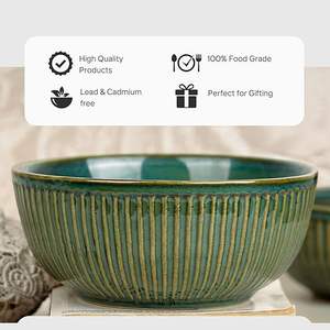 Food Grade Ceramic Bowl Safe for Everyday Eating Premium Glaze Ceramic Food Bowl for Luxury Tableware And Green Color - Product Image 5