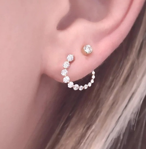 12mm Gradué Or Blanc Or Jaune Avant-Arrière 14K 18K Moissanite Boucles d'Oreilles Diamant (paire) - Product Image 1