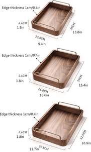 Bandeja rectangular con asa Bandeja decorativa Bandeja de mesa de centro - Product Image 2