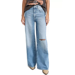 2025 nouveauté femmes droite en détresse jean pantalon respirant Street Wear Denim conception la plus populaire - Product Image 1