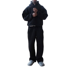 Custom Casual Boxy Fit Embroidered Silk Screen Printed Seamless Fusing Tracksuit Men Heavyweight Fleece Polyester Outerwear <b>Sets</b> - Product Image 4