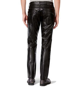 Pantalon en cuir élégant pour hommes Pantalon en cuir souple Slim Fit Style vintage Streetwear et pantalon de motard de moto Respirant - Product Image 6