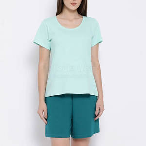 Ensembles d'été décontractés à col rond pour femmes, design personnalisé OEM, nouvelle mode, 100% coton, deux pièces, manches courtes, tricotés sur mesure. - Product Image 1