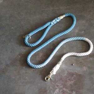 Correa de perro de algodón 5FT Teal Blue Ombre estilo de lujo con patrón sólido herrajes dorados hechos a mano con decoración de remaches - Product Image 6