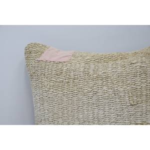 <b>Beige</b> Wool Kantha Patchwork Pillow 16x16 Inch Decorative <b>Cushion</b> Woven Embroidered Vintage Square Print Portable Bedding Pillow - Product Image 2