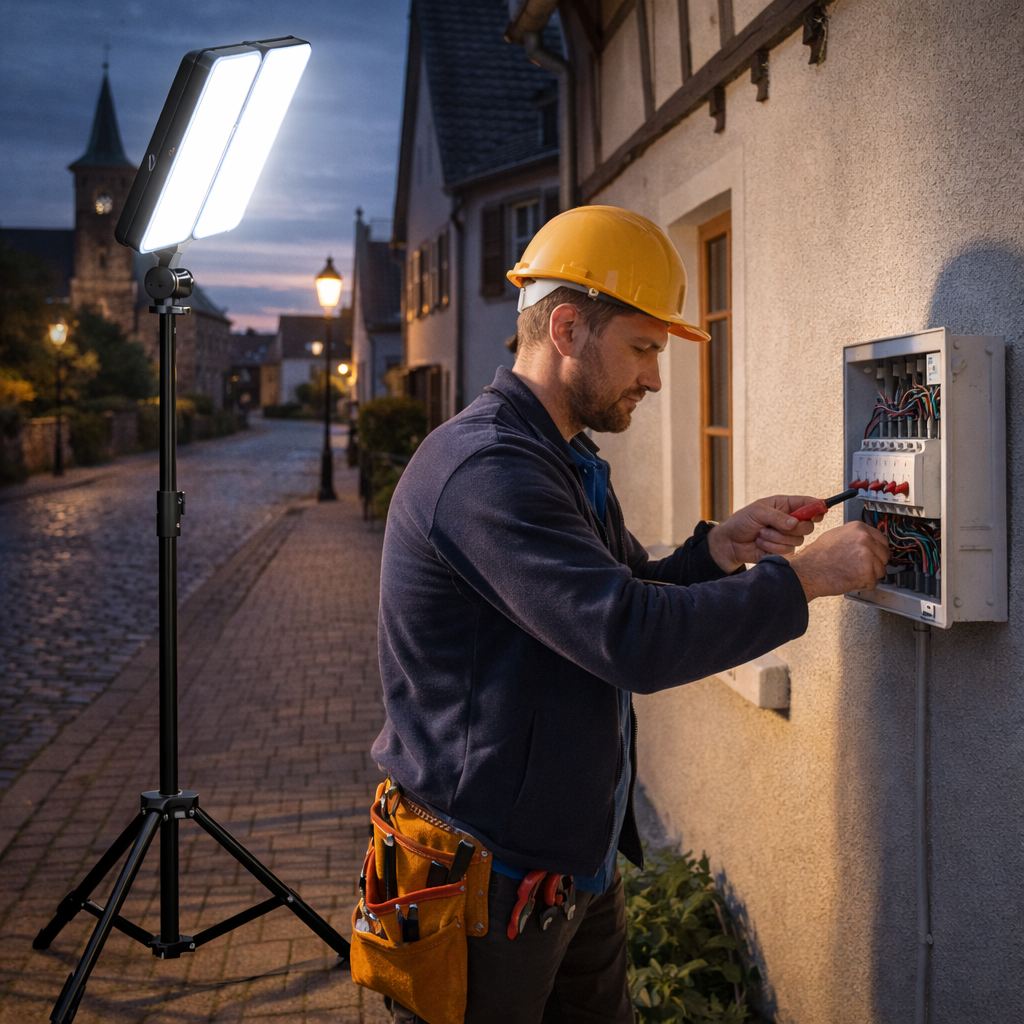 Heavy-Duty Solar LED Work Light with Detachable Lamp Ideal for Garden & Job Sites