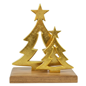 Décoration de cerf forestier vintage en métal, finition dorée, figurine en aluminium sur base en bois, sculpture d'accent de table de Noël, directement de l'usine - Product Image 6