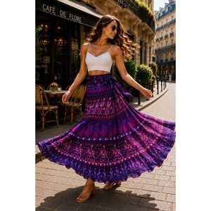 Jaipuri 100% Cotton Neptol Print Wrap Around Skirt Size up to XXL Indian & Pakistani Clothing (CWS0006) - Product Image 1