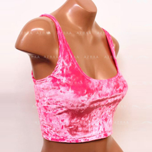 Débardeur de sport OEM en velours écrasé rose pour femmes, séchage rapide, respirant, sans couture, soutien-gorge de sport en spandex XL, dernier motif imprimé à la mode - Product Image 1
