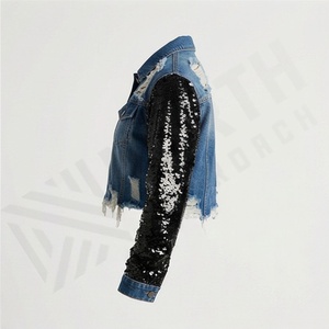Chaqueta Corta de Mezclilla con Flecos para Mujer, Chaqueta Corta de Mezclilla, Top Corto Elegante, Ropa de Abrigo Informal, Ropa de Calle Personalizada - Product Image 3