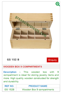 GS 152B Wooden Box with 9 Compartments for Jewelry <b>Tools</b> & Equipment - Product Image 2