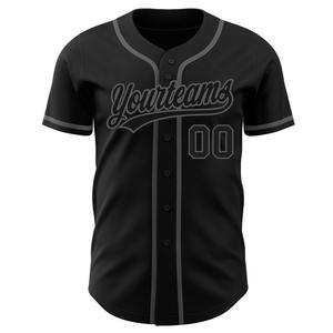 Camiseta de béisbol auténtica negra-gris acero personalizada - Product Image 2