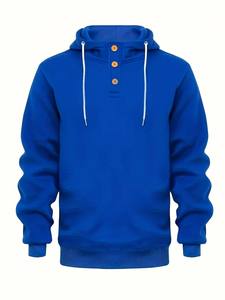 Hip Hop hommes 100% coton à capuche diverses couleurs Streetwear surdimensionné 1/4 bouton lourd hiver 1/4 bouton à capuche boutonné - Product Image 2