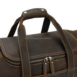 Premium Vintage Style Large Capacity Zippered Full Grain Leather Weekender Duffel <b>Bag</b> Luxury Business Travel Luggage <b>for</b> <b>Men</b> - Product Image 2