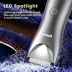 Tondeuse corporelle et pubienne étanche IPX7 pour homme, autonomie 60 min, moteur 6000 tr/min, 5 longueurs réglables avec lumière LED, lame en céramique - Product Image 1