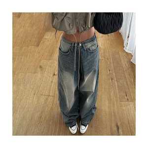กางเกงยีนส์ทรงหลวมแนวสตรีทเอวต่ำสำหรับผู้หญิงกางเกงยีนส์ซักตรงไซส์ใหญ่ Y2K วินเทจลำลอง - Product Image 5