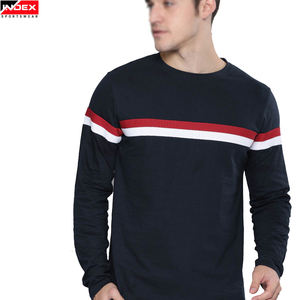 Camisetas de manga larga de verano para hombre 100% algodón Logotipo de impresión personalizado en la parte delantera diseño de patrón sólido bajo MOQ - Product Image 2